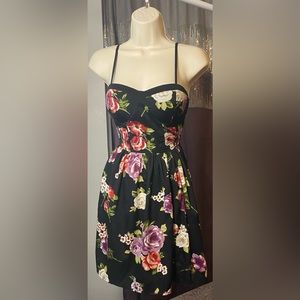 Band of Gypsies Black Floral Bustier Mini Dress S